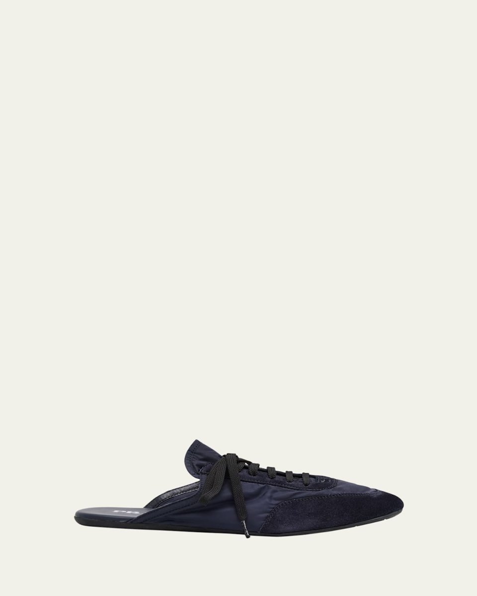 Collapse Nylon and Suede Open-Back Sneakers